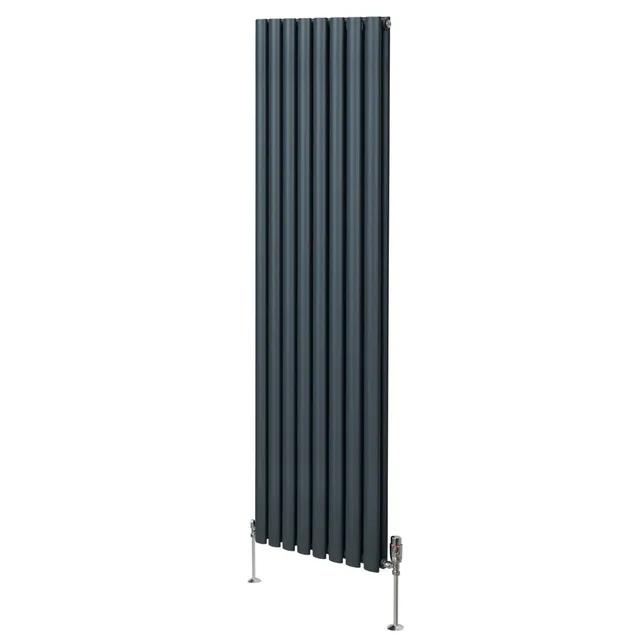 Q-Rax Radiatori Tradizionali 1800x480 radiatore antracite con valvole