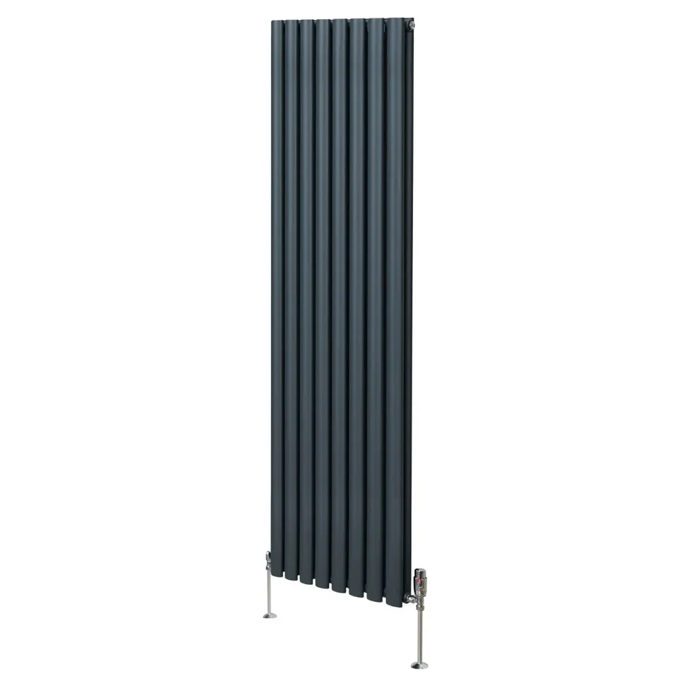 Q-Rax Radiatori Tradizionali 1800x480 radiatore antracite con valvole