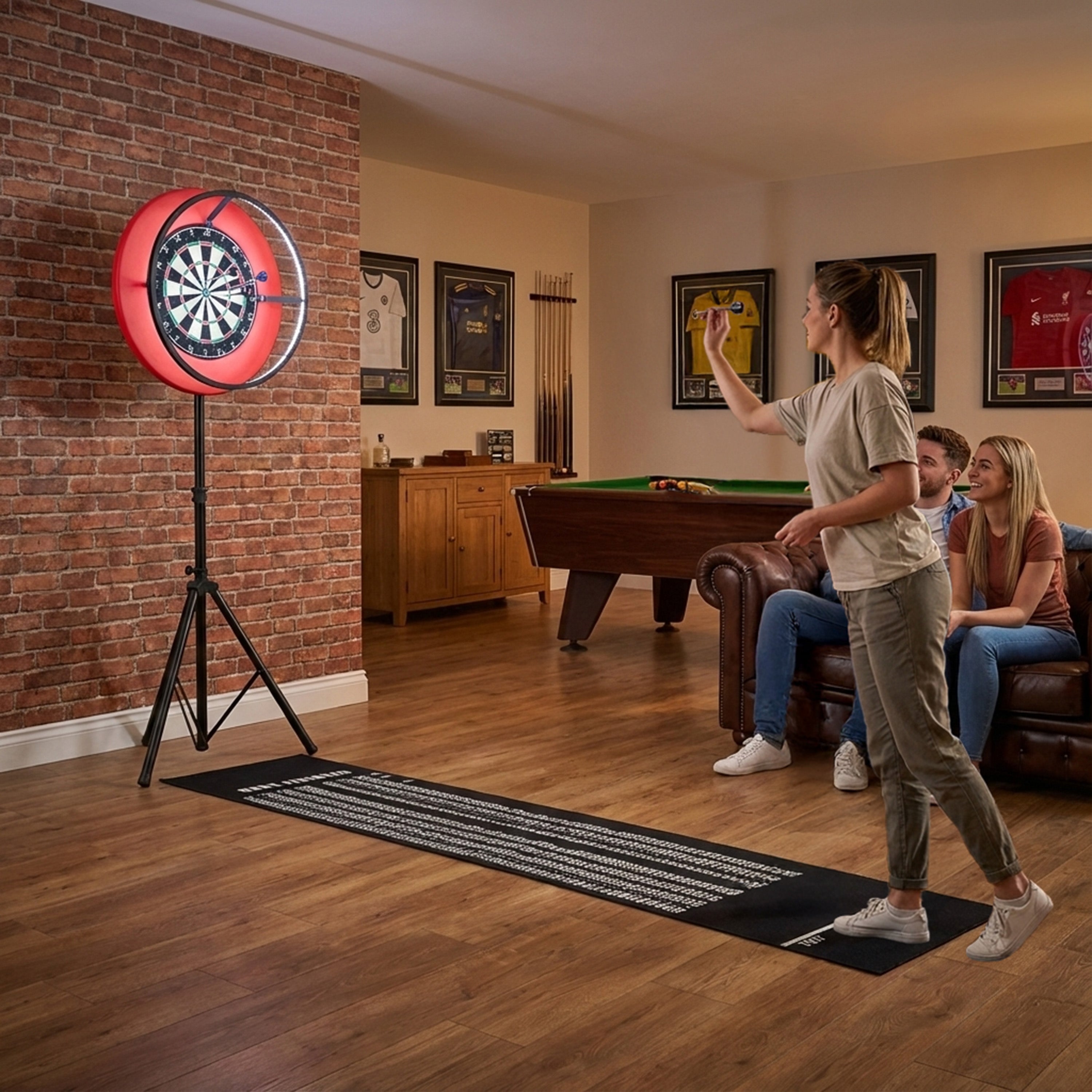 Q-Rax Tavolo Giochi 7-in-1 Grigio 213 cm con Freccette LED