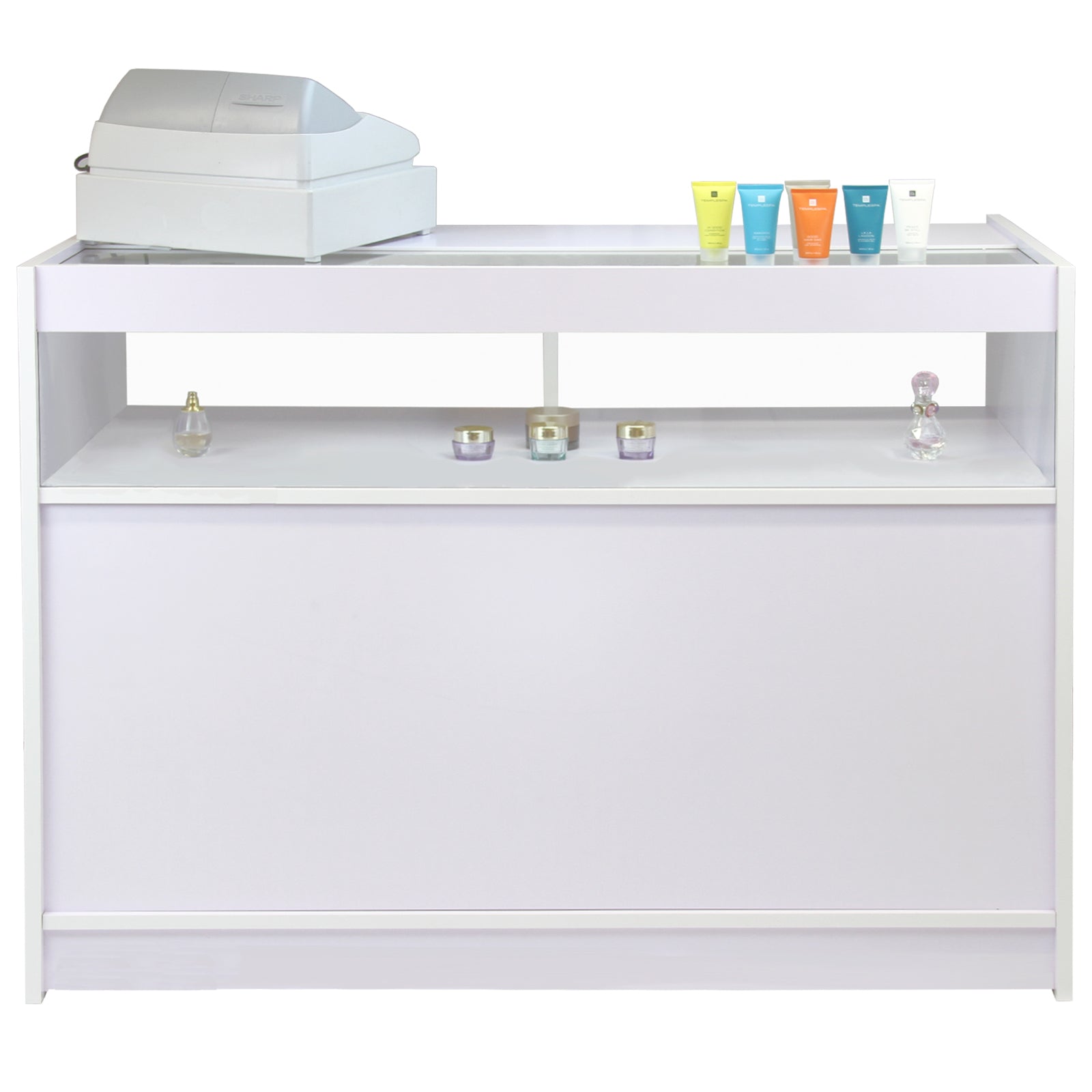 Q-Rax Fusion B1200+CM60 Set Banconi Negozio Bianco Vetro 90x120x60