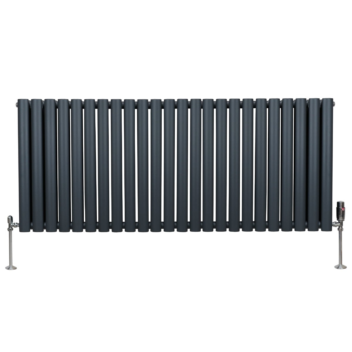 Q-Rax Radiatore Colonna Ovale 600x1440 Antracite con Valvole TRV