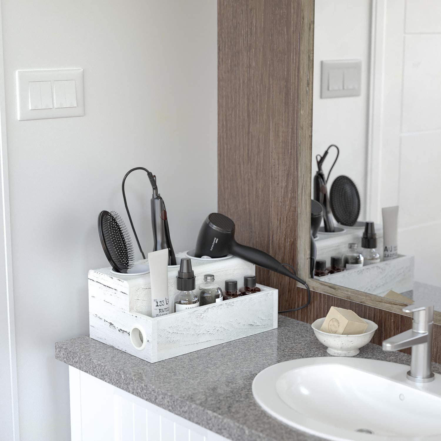 Jackcube Design Bathroom portaphon legno bianco 4 scomparti