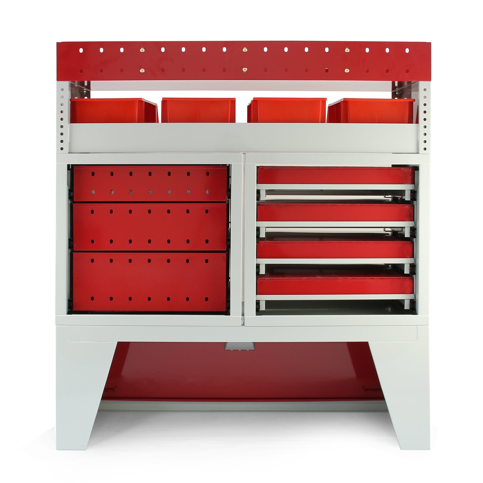 Q-Rax Scaffali da Garage Set Flame scaffalatura furgone acciaio rosso