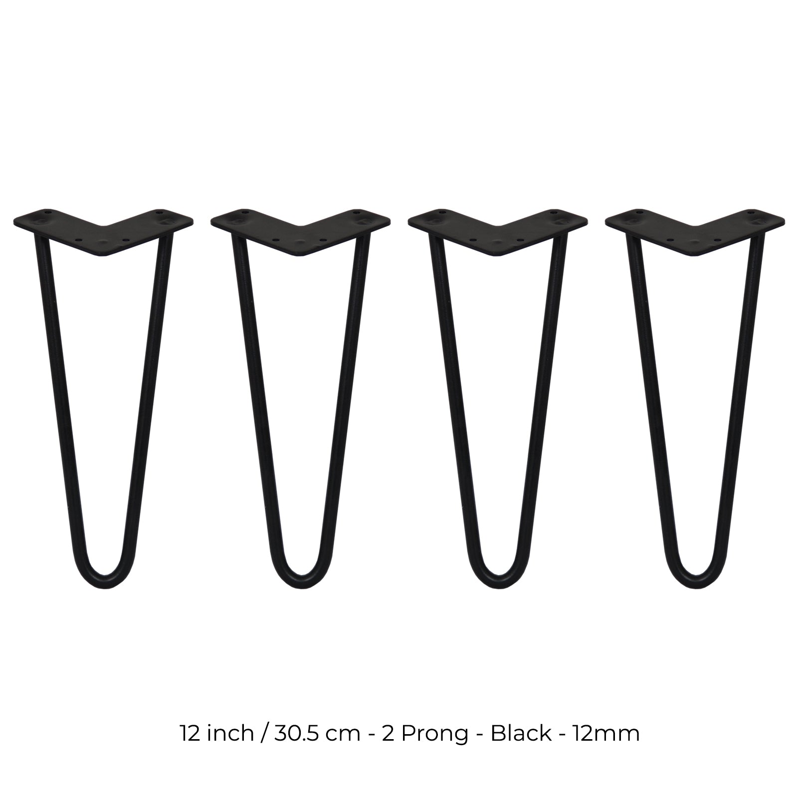 Q-Rax Gambe Per Tavoli Forcina 30.5cm Nero 2 Rebbi 12mm 4pz