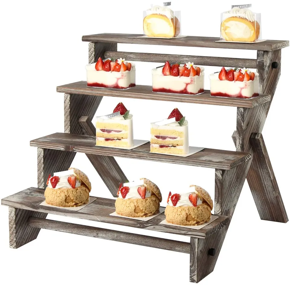 Jackcube Design Display espositore 4 ripiani legno rustico bianco