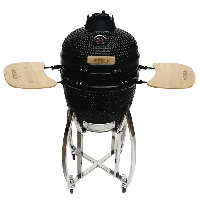 Q-Rax Kamado BBQ Grill 18" 46cm Barbecue Ceramica Nero