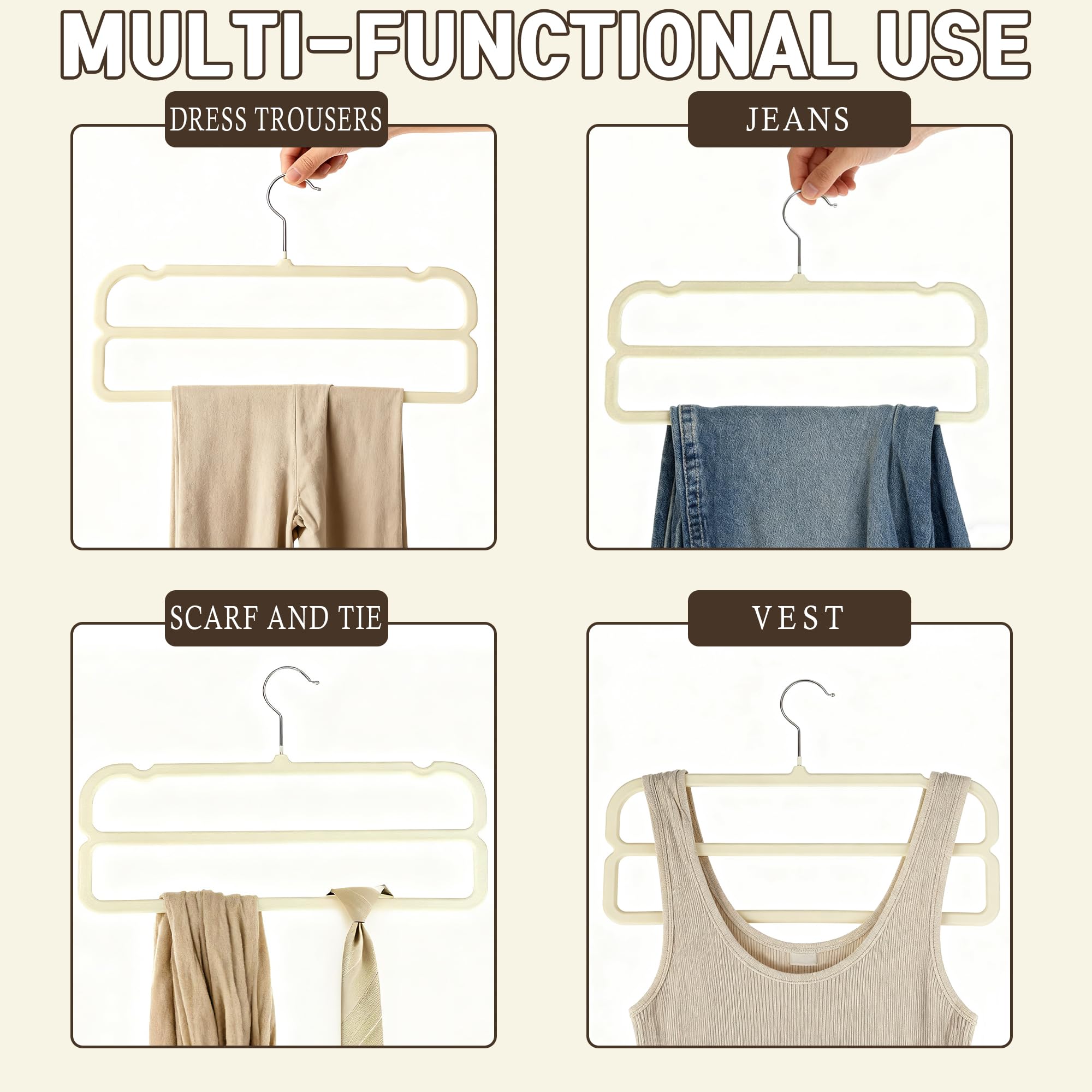 HGYZE Grucce Appendiabiti in Velluto pantaloni beige 10 pezzi antiscivolo