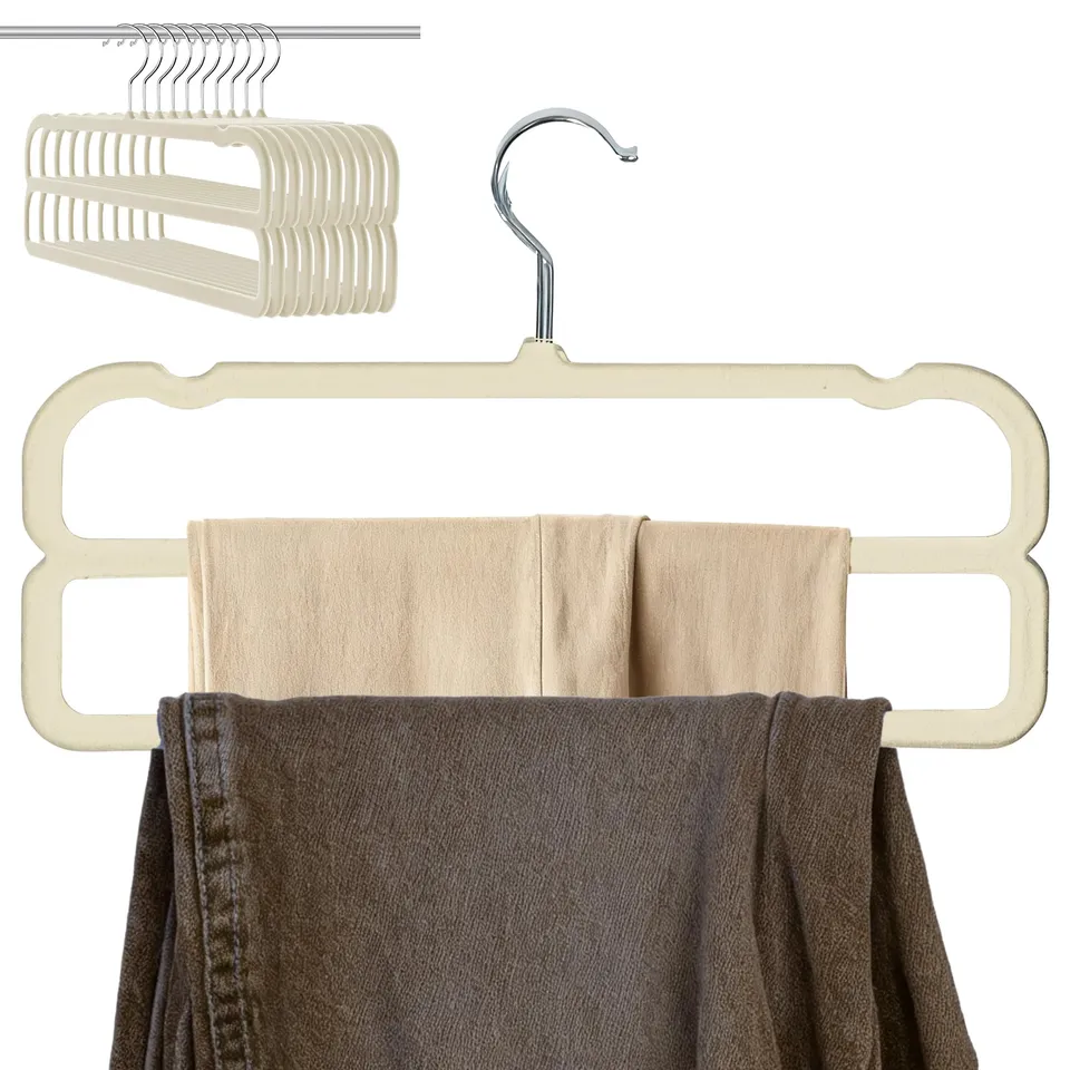 HGYZE Grucce Appendiabiti in Velluto pantaloni beige 10 pezzi antiscivolo