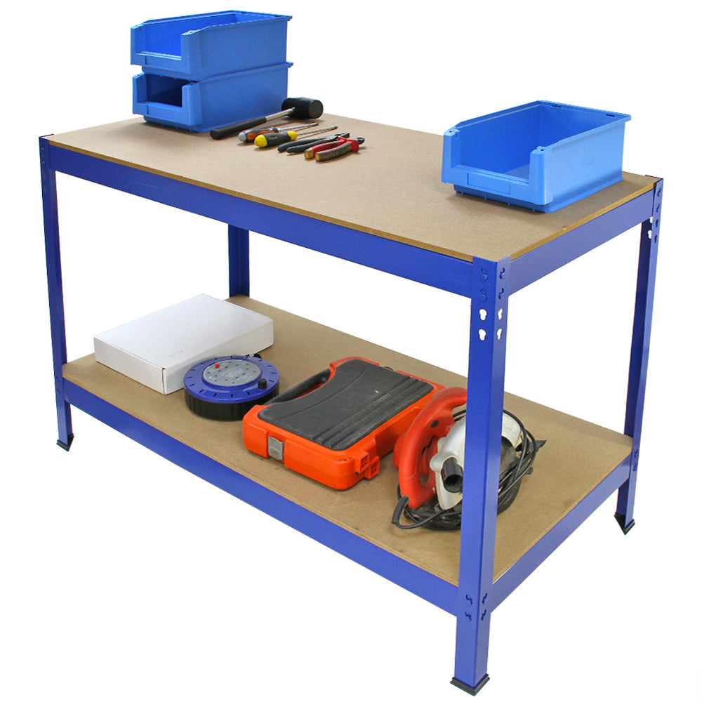 Q-Rax Banco da Lavoro in Acciaio Blu 120cm 200kg