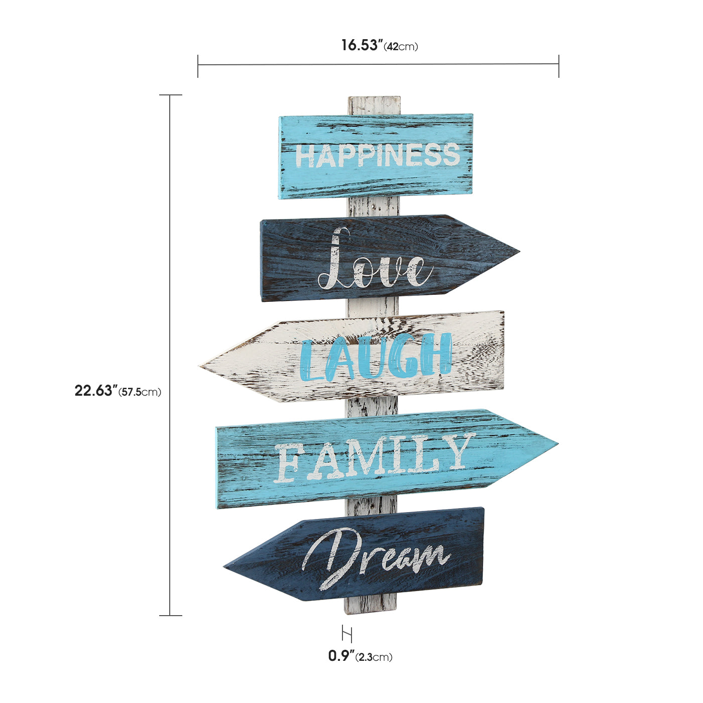 Jackcube Design Wall Decor Freccia Legno Blu 42x57,5 cm