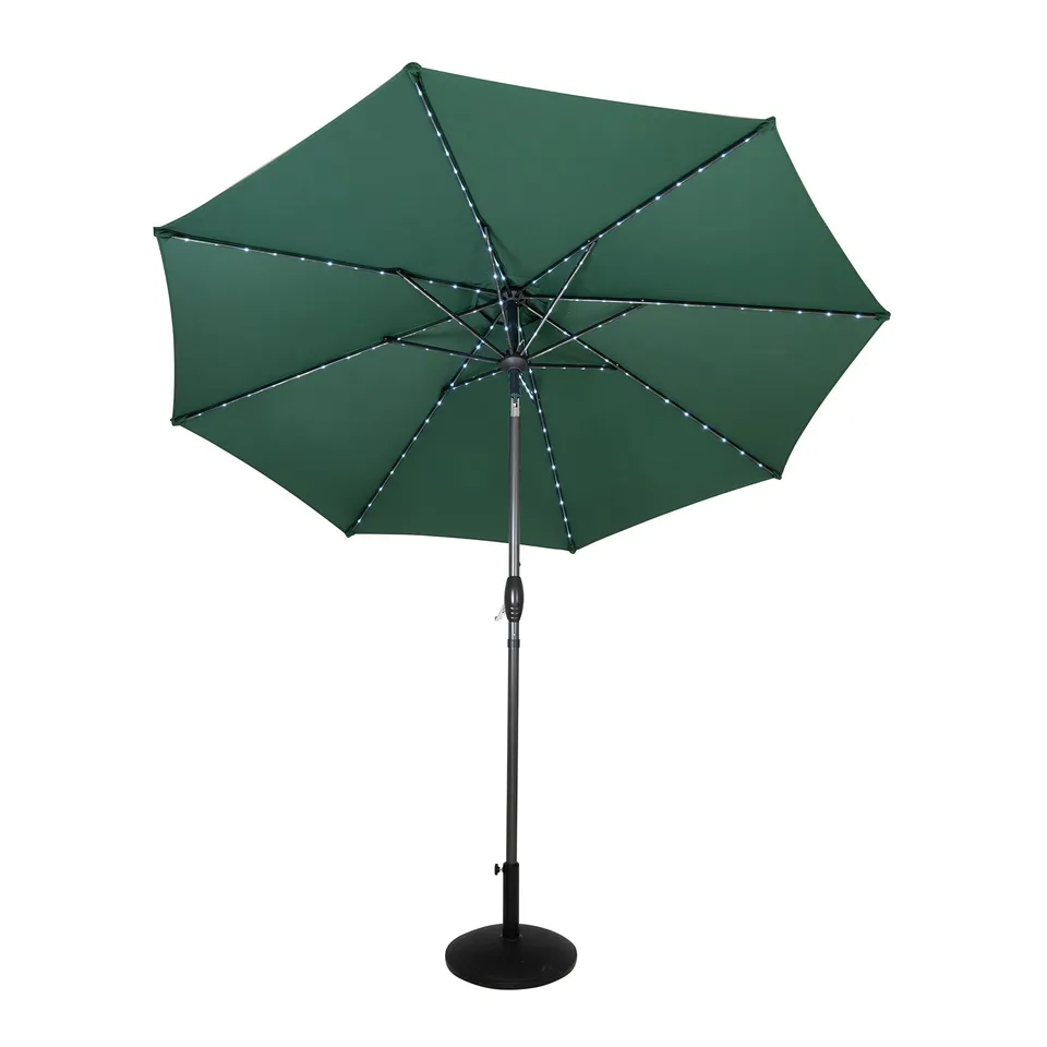 Q-Rax 2,7m ombrellone LED verde inclinabile con base