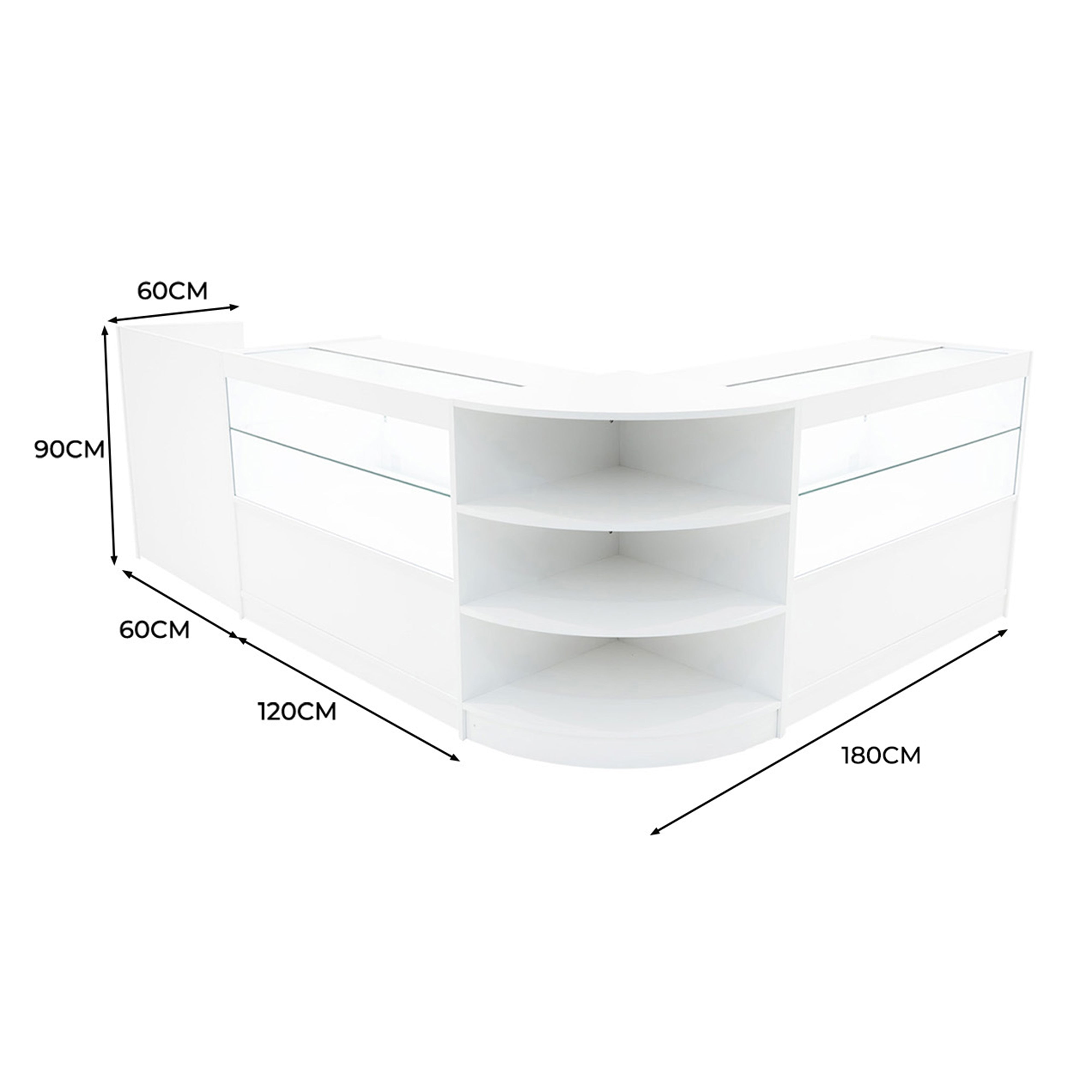 Q-Rax Banconi da Negozio Set Eclipse LED Bianco 4 Pezzi