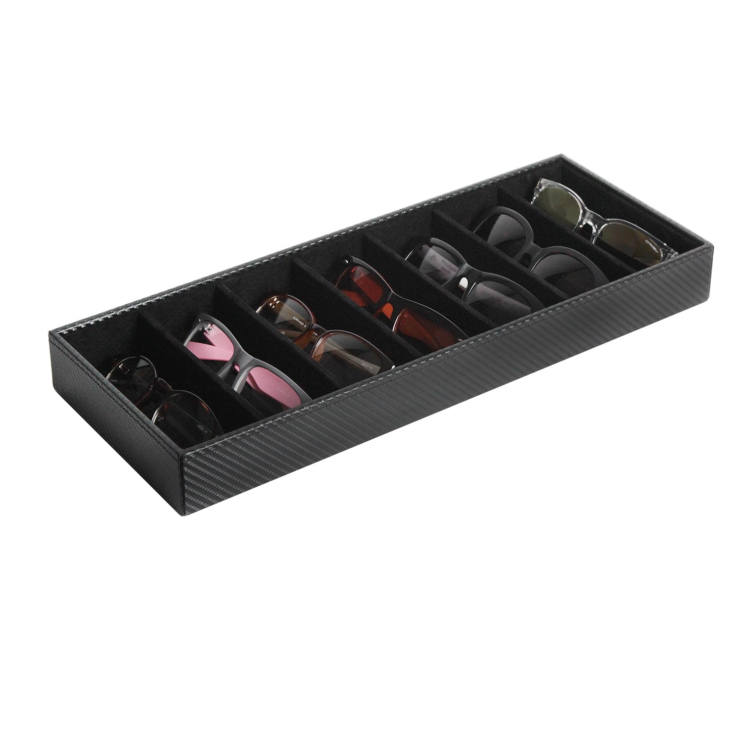 Jackcube Design Organizer Occhiali 7 Scomparti Pelle Nera