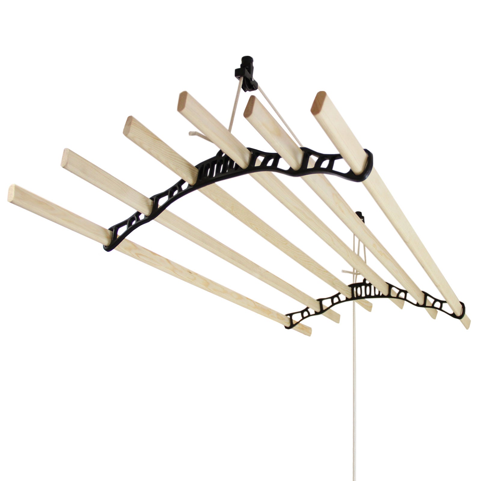 Q-Rax stendibiancheria soffitto nero 240cm 6 stecche pino