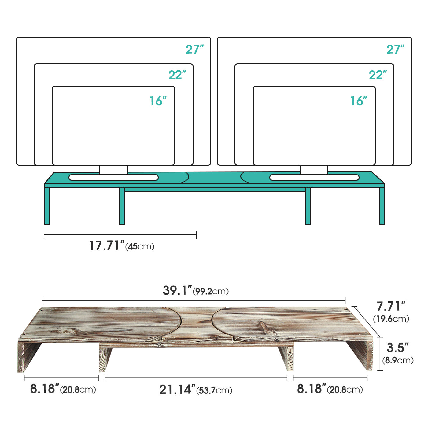 Jackcube Design Home Office Supporto Monitor Doppio Legno