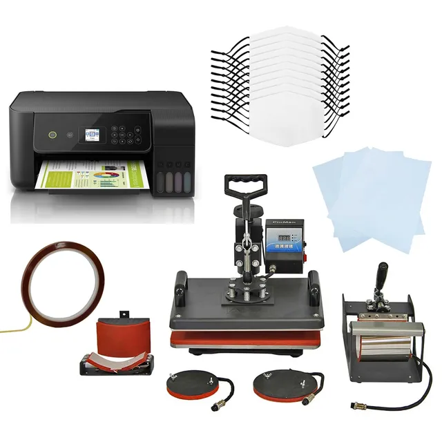 Q-Rax Kit Sublimazione Pressa a Caldo 5 in 1 con stampante