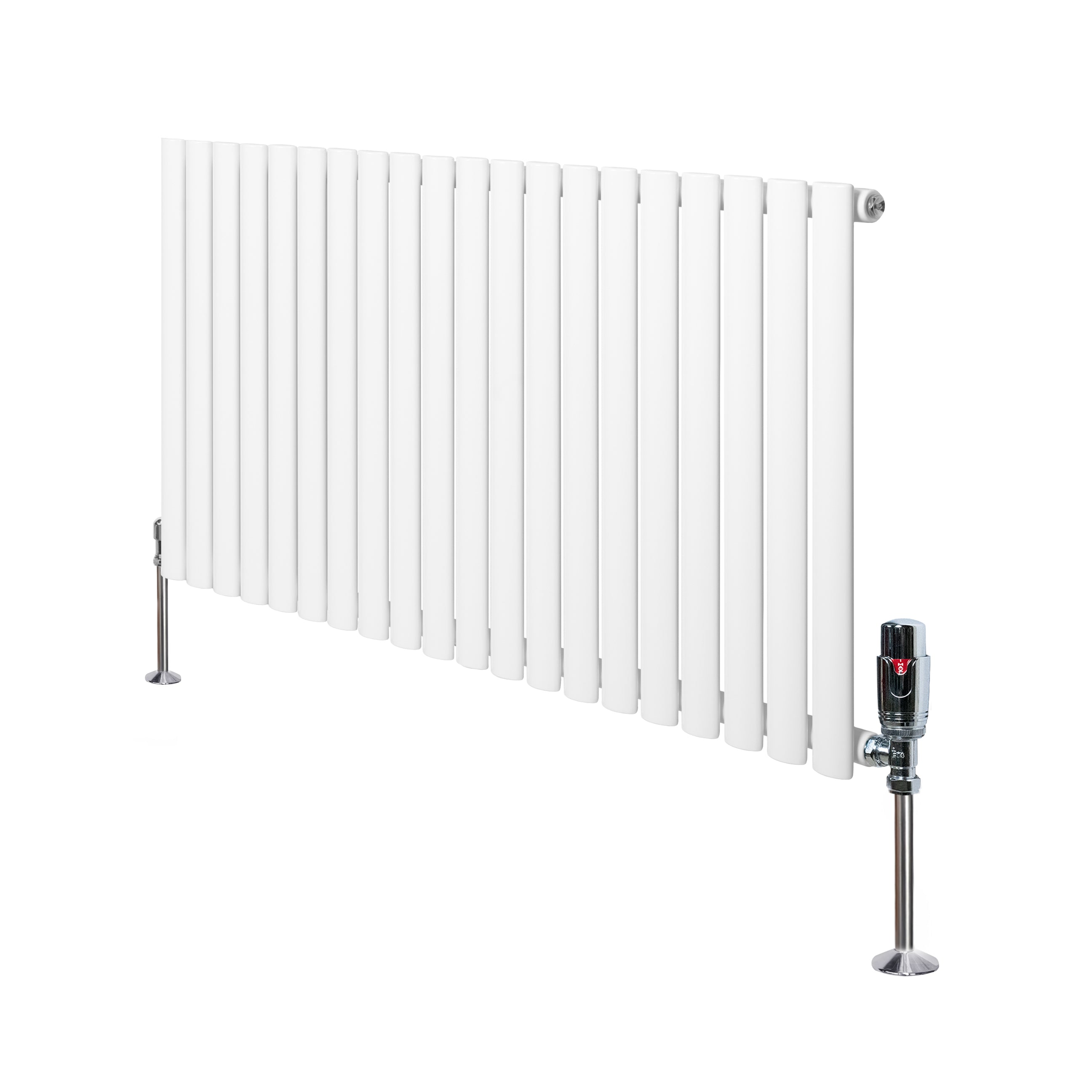 Q-Rax Radiatore Ovale 600x1200 Bianco Colonna con Valvole