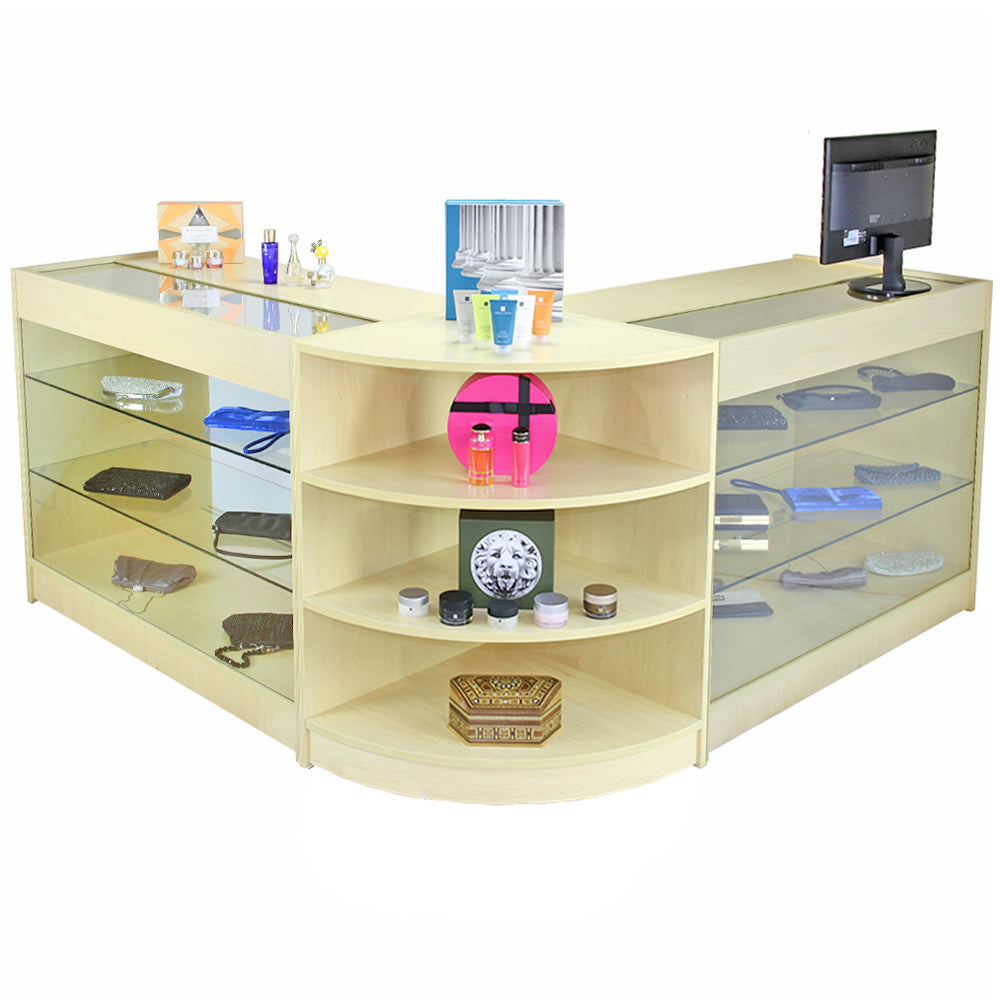 Q-Rax Pulsar Set 3 Banconi Negozio Acero Laminato con Vetro