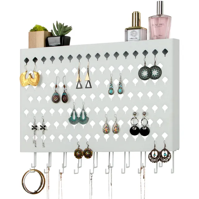 Jackcube Design portagioielli da parete bianco 109 fori 19 ganci