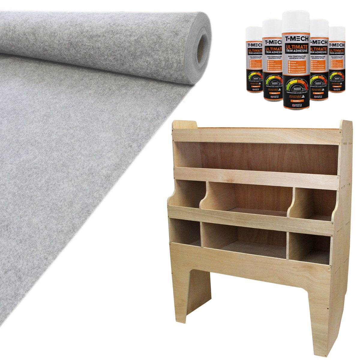 Q-Rax Scaffali Garage Scaffale Furgone VW Legno + Moquette