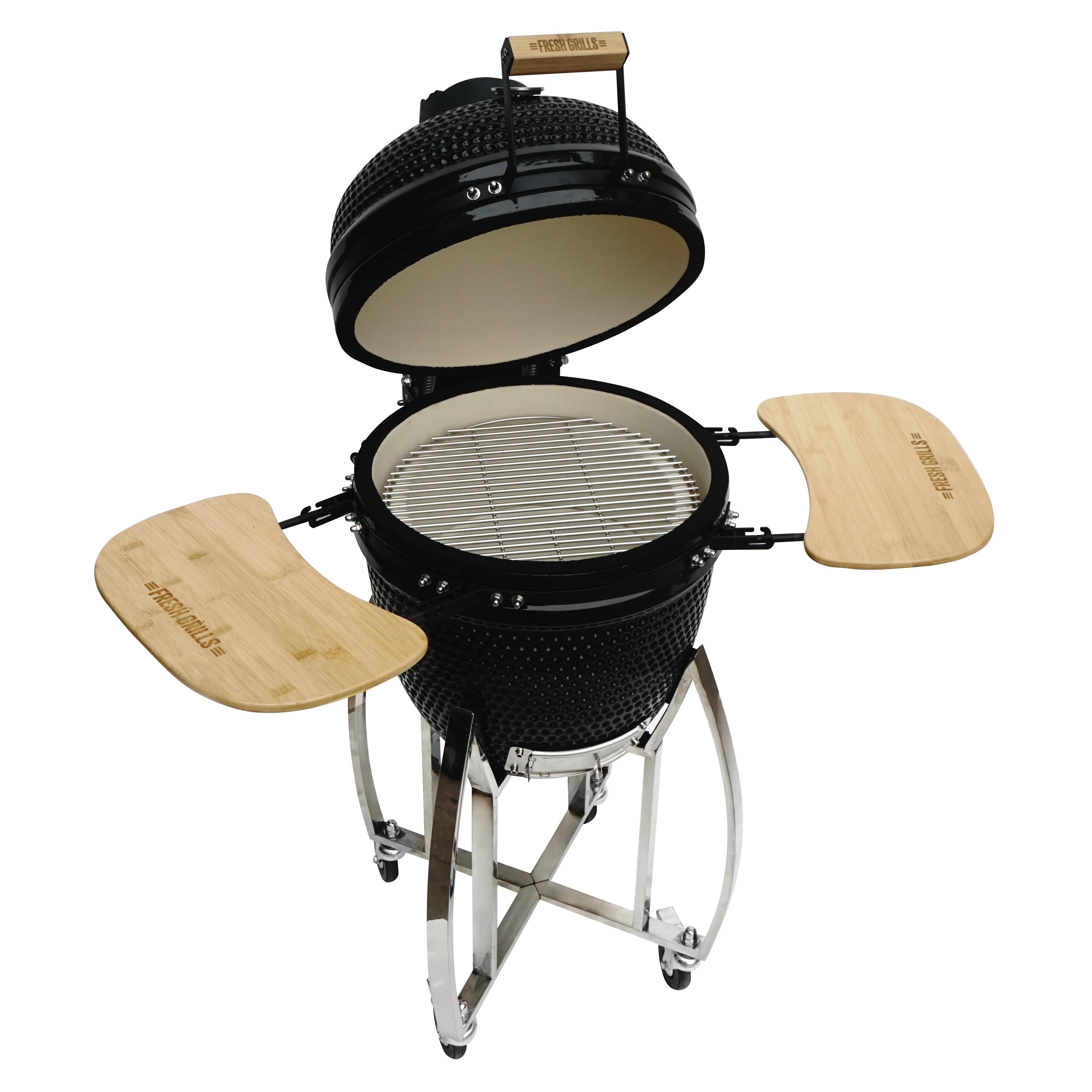 Q-Rax Kamado BBQ Grill 18" 46cm Barbecue Ceramica Nero