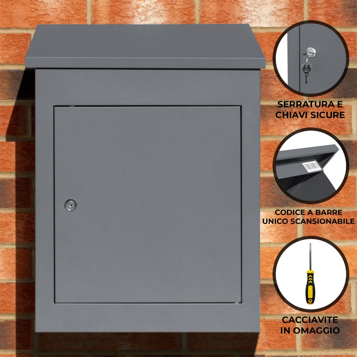 Q-Rax Accessori Casa Cassetta Postale Pacchi Antifurto Grigia