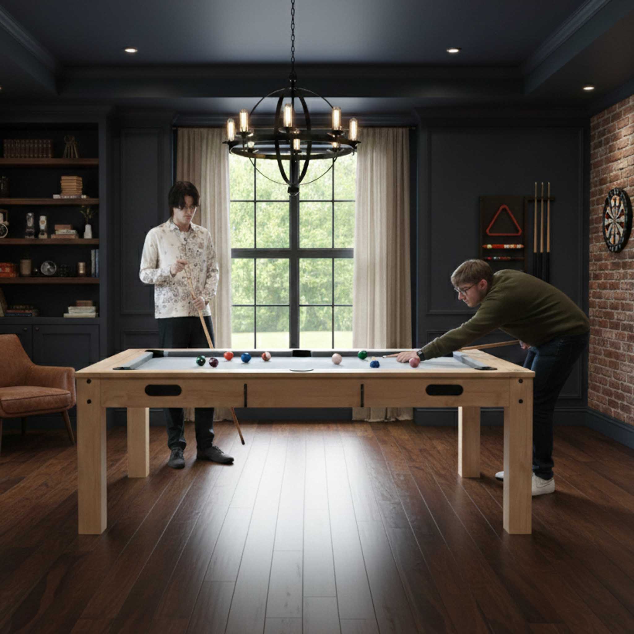 Q-Rax Tavolo Multigioco 7-in-1 213cm Legno Beige Biliardo