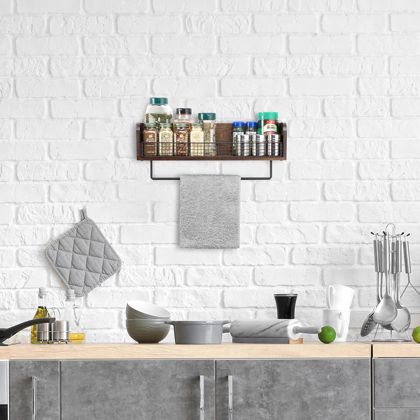 Jackcube Design Kitchen Mensola Parete Legno Noce 56 cm Porta