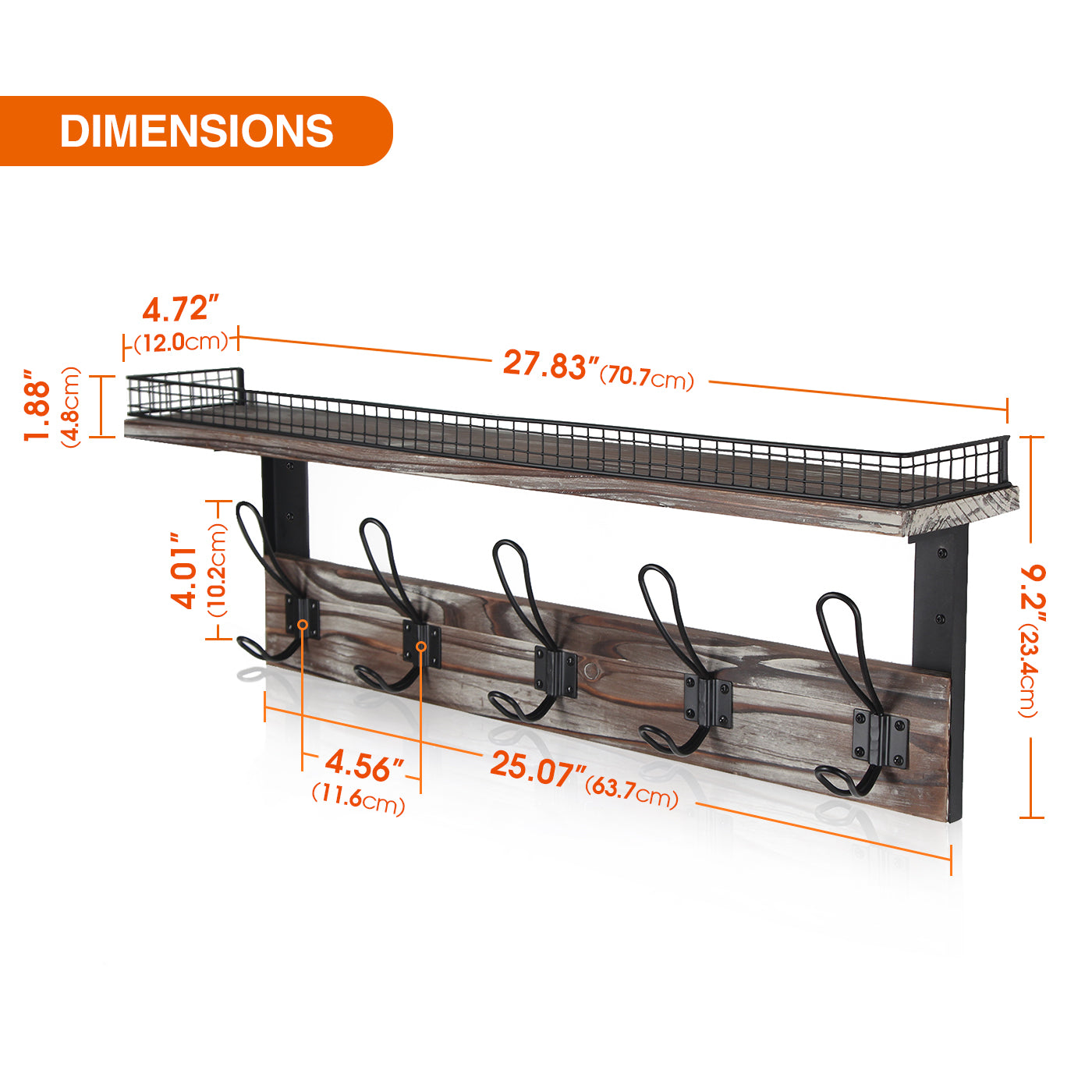 Jackcube Design Entryway appendiabiti da parete 5 ganci legno