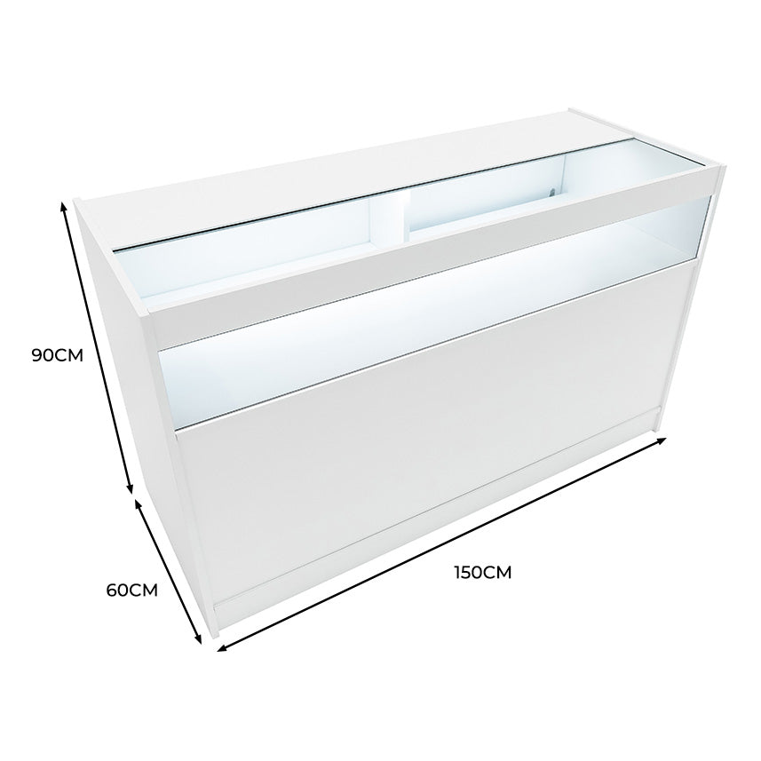 Q-Rax Banconi da Negozio B1500 bancone vetrina bianco LED