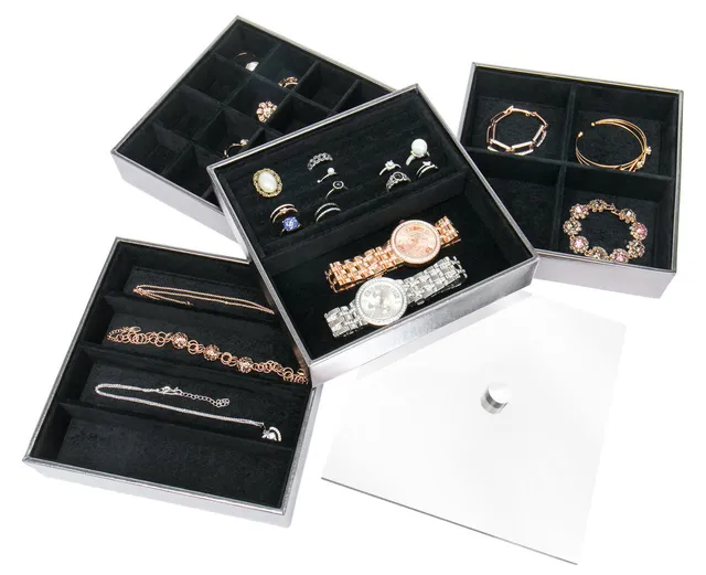 Jackcube Jewelry Set 4 Vassoio Portagioie Coperchio Acrilico