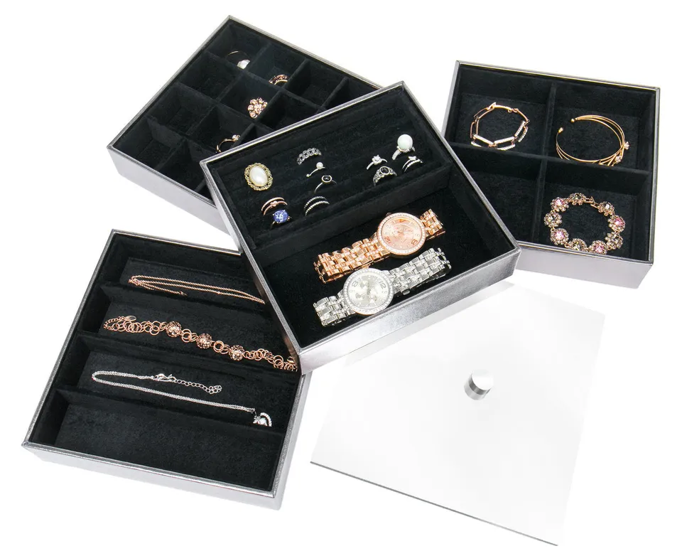 Jackcube Jewelry Set 4 Vassoio Portagioie Coperchio Acrilico