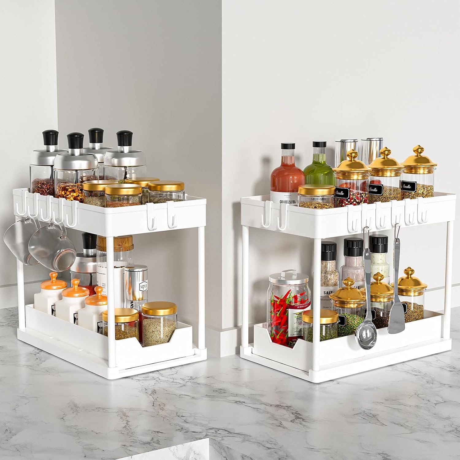 Meltrck Organizer Sottolavello Estraibile 2 Pezzi Bianco 2 Livelli