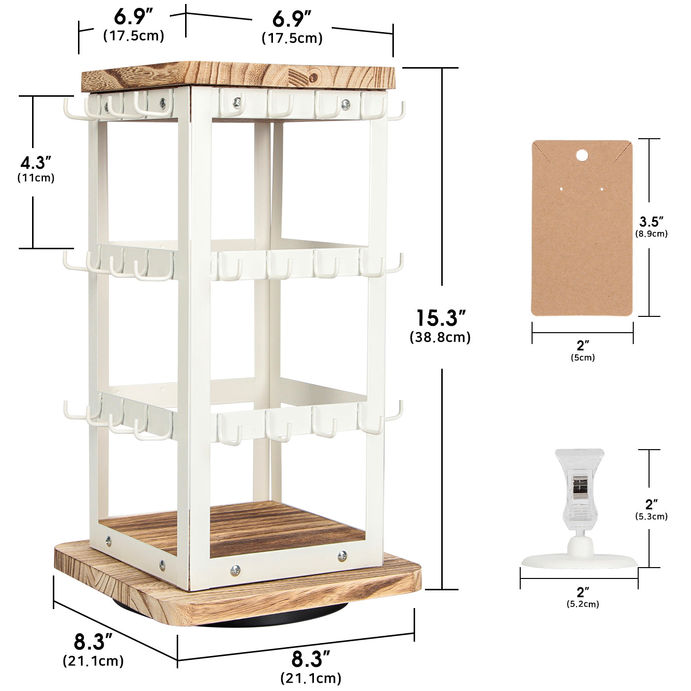 Jackcube Design Makeup Porta Orecchini Girevole 3 Piani Bianco