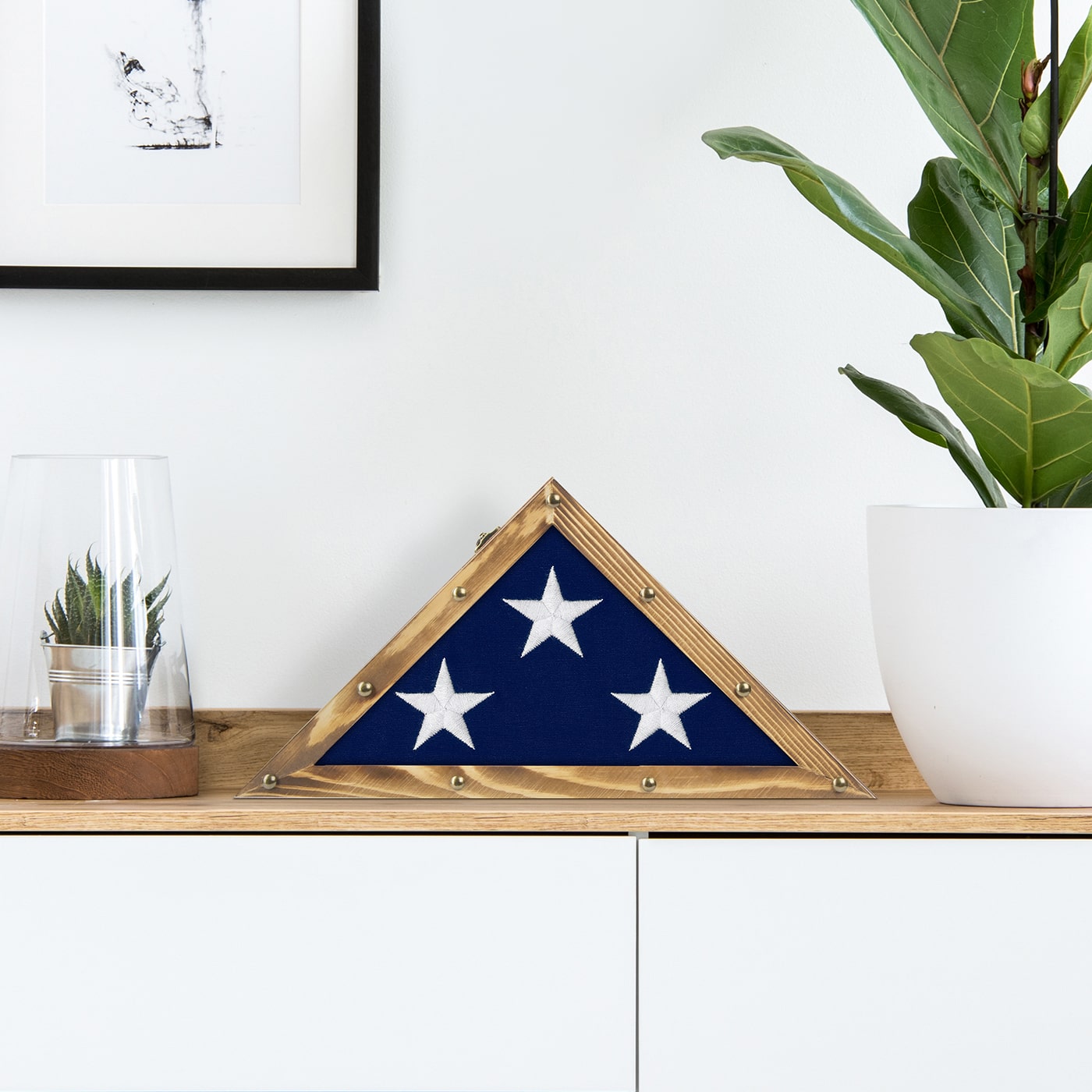 JackCube Design Display Teca Bandiera Militare Legno 3x5 Pino
