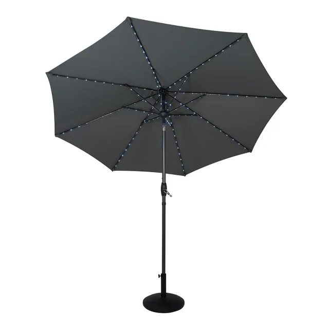 Q-Rax Mobili da Esterno 2,7m ombrellone grigio LED con base