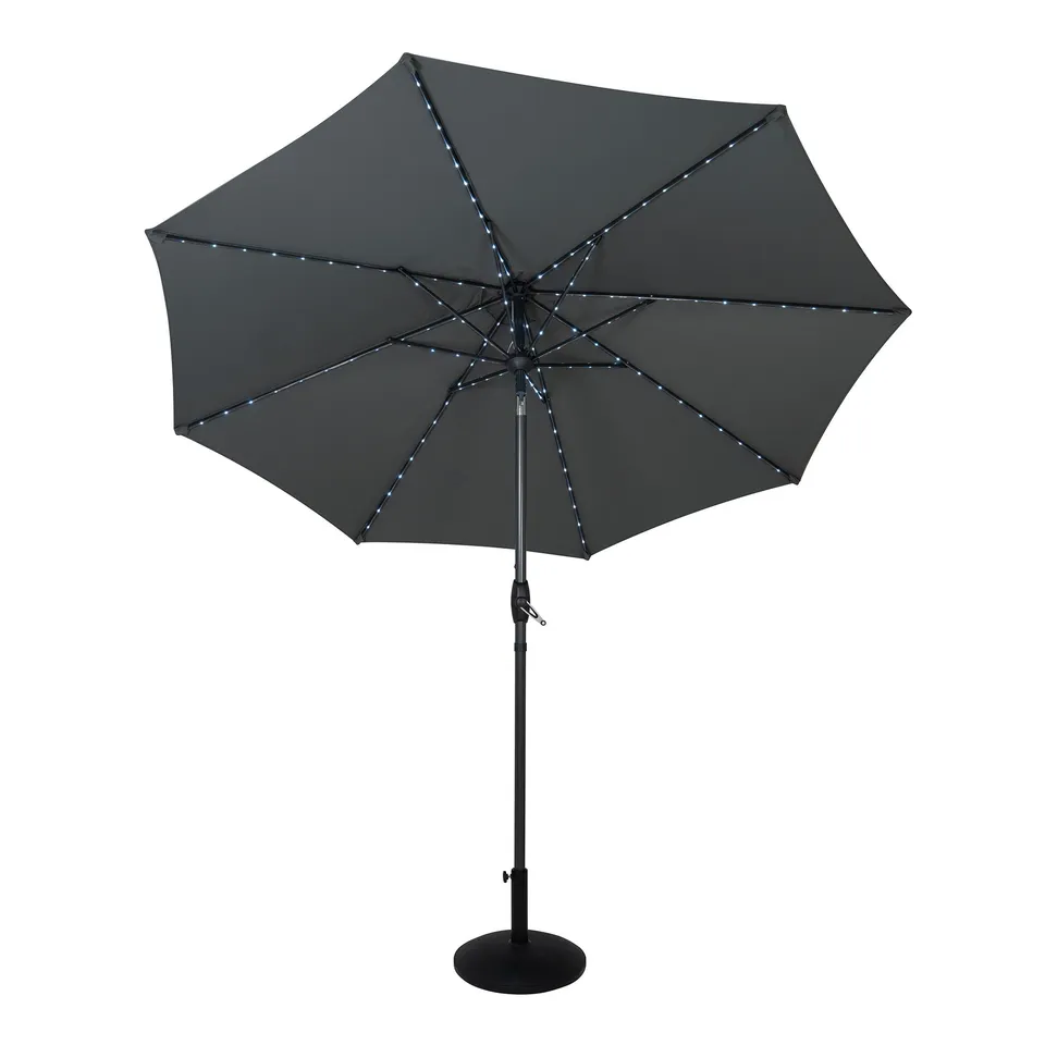 Q-Rax Mobili da Esterno 2,7m ombrellone grigio LED con base