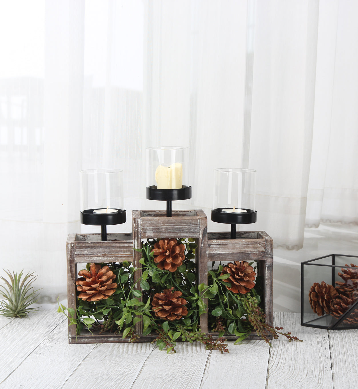 Jackcube Design Wall Décor Portacandele Legno 3 Vetri
