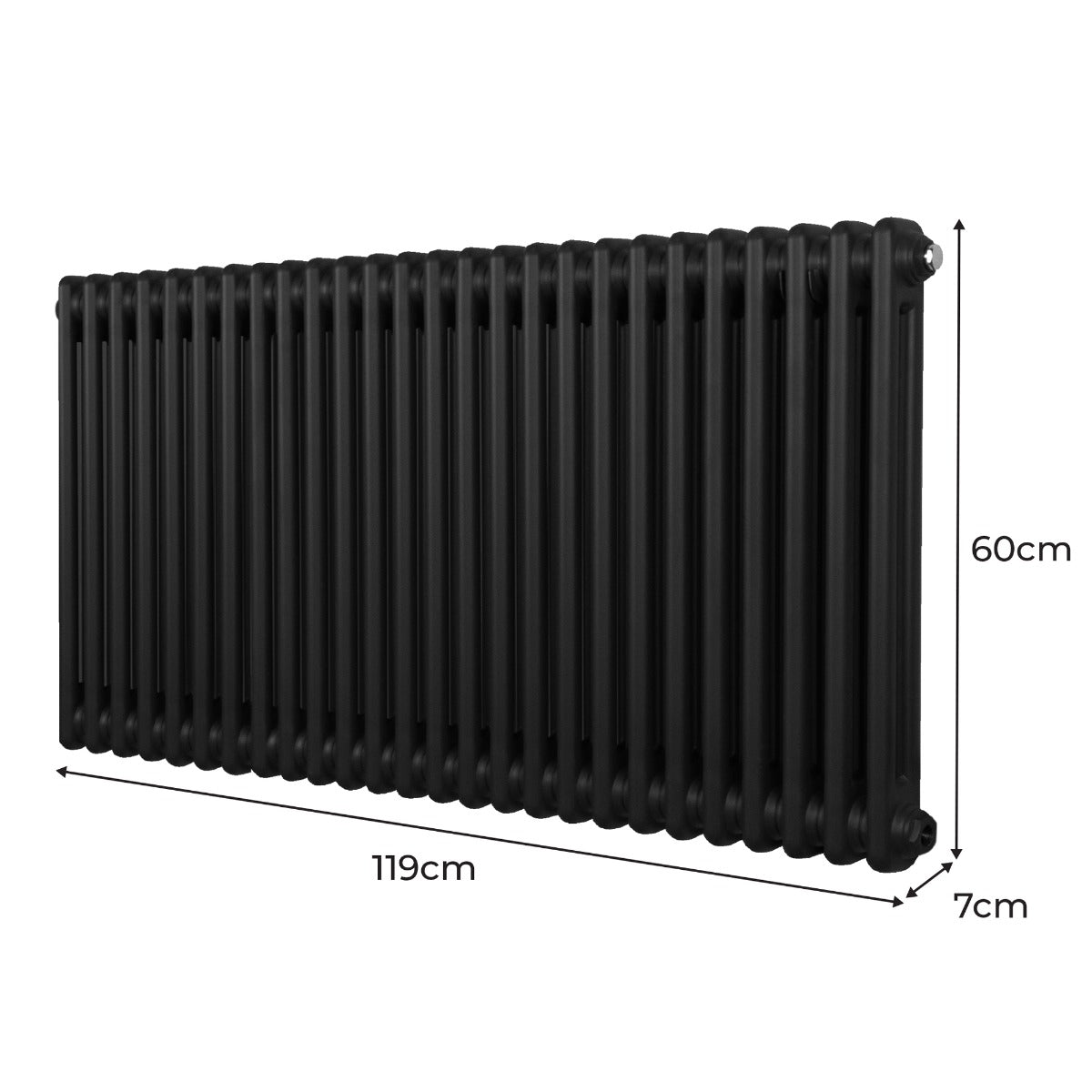 Q-Rax Radiatori Tradizionali 2 Colonne 600x1192mm Nero
