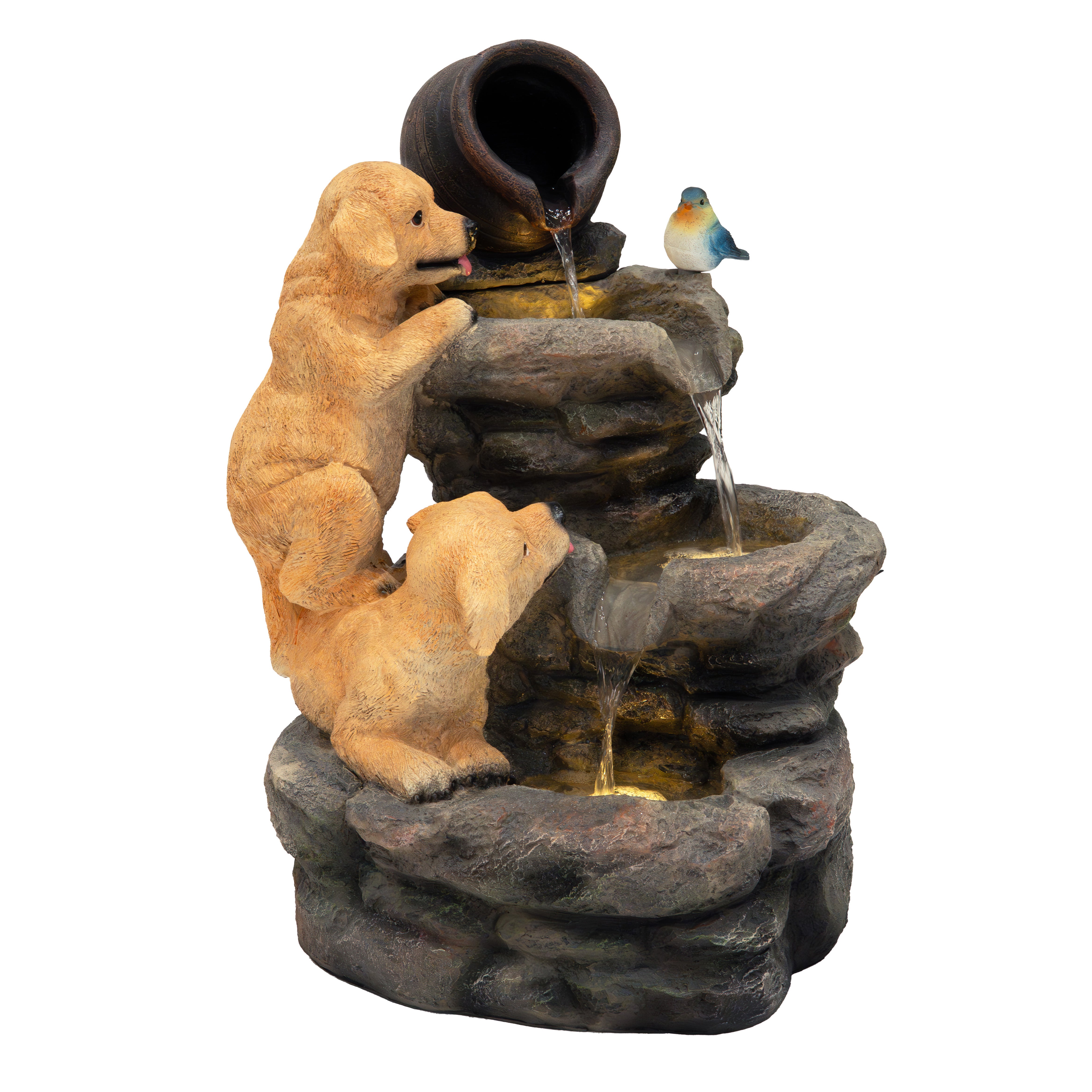 Q-Rax Canine Creek Fontana Elettrica Cuccioli LED Giardino