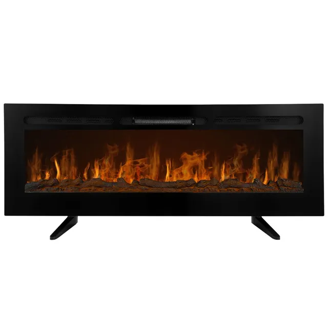 Q-Rax Caminetto Elettrico da Incasso 60 pollici nero 1850W fiamma 3D