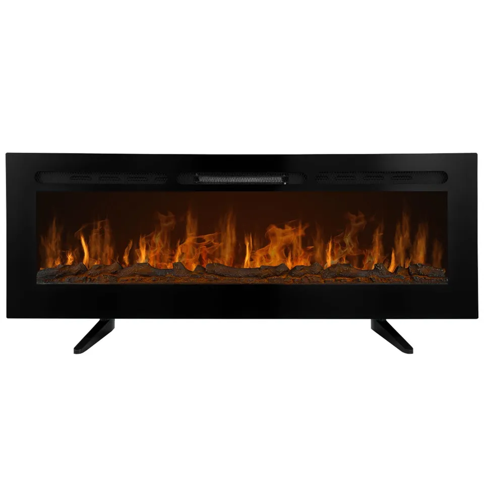 Q-Rax Caminetto Elettrico da Incasso 60 pollici nero 1850W fiamma 3D