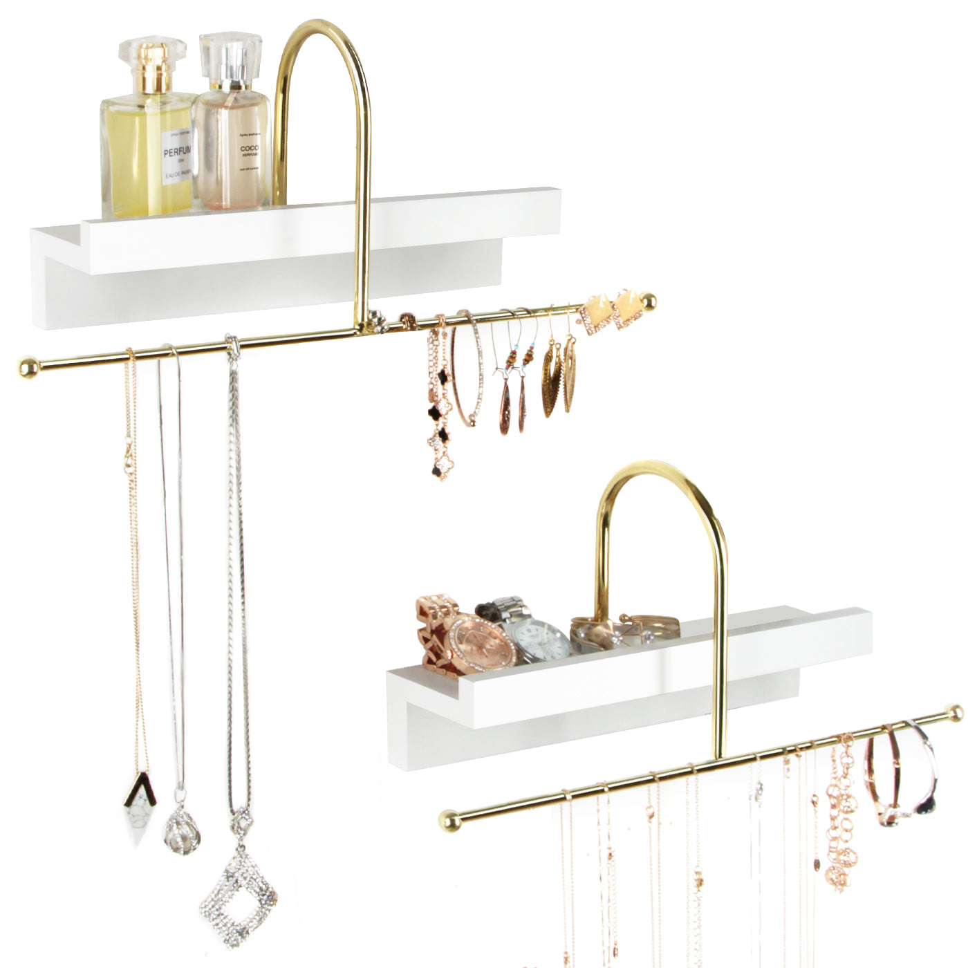 Jackcube Design Makeup porta gioielli parete bianco oro set 2