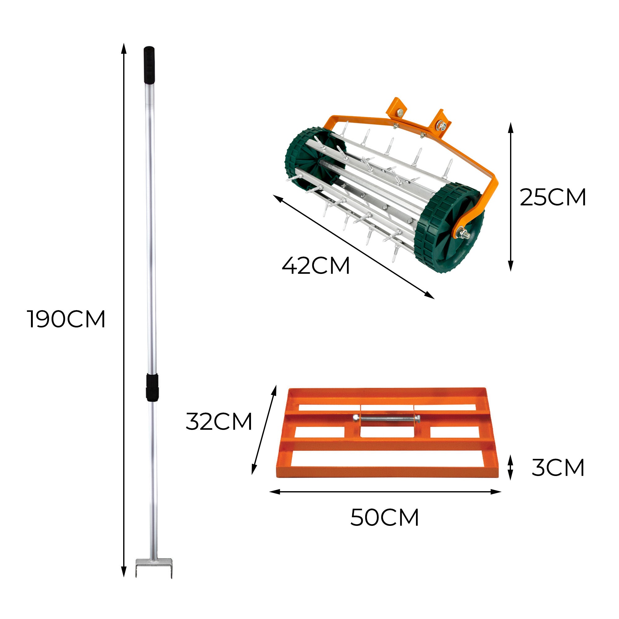 Q-Rax Set Arieggiatore e Livellatore Prato 50cm Arancione