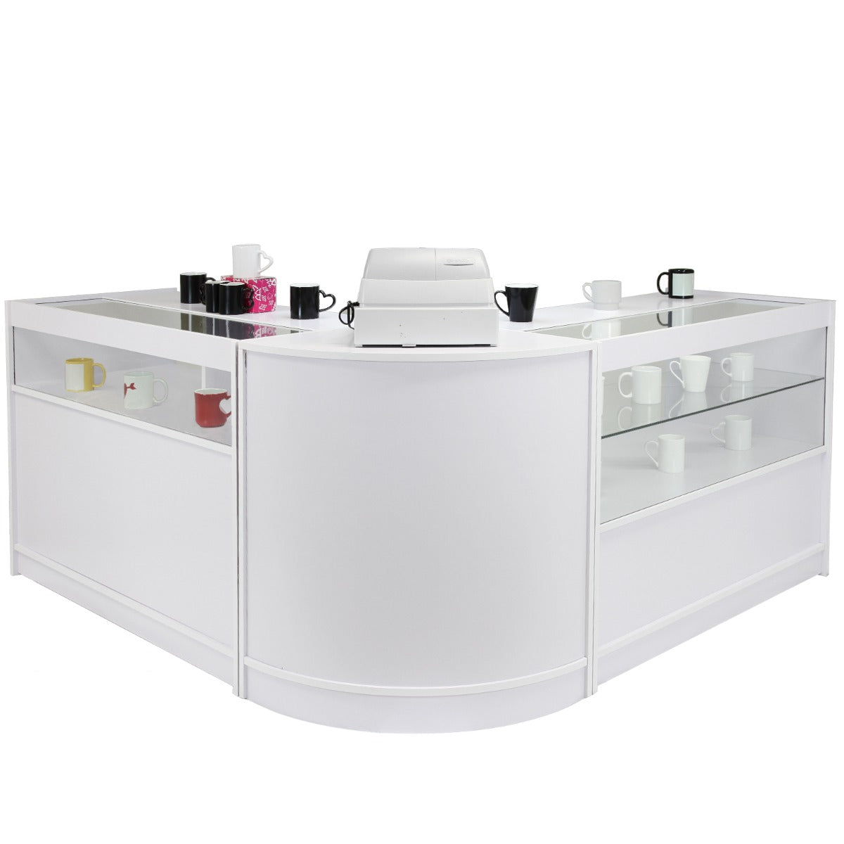 Q-Rax Set Leo 3 Banconi Negozio bianco brillante vetro 90x120x60
