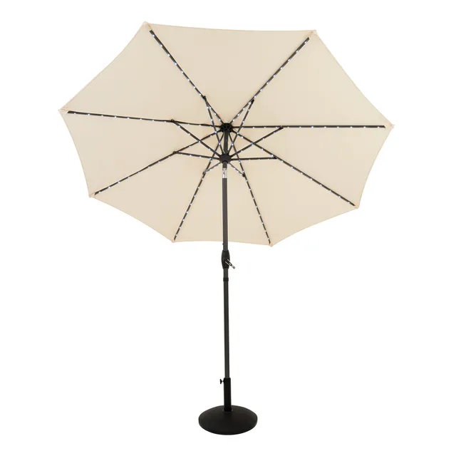 Q-Rax Ombrellone LED Inclinabile 2,7m Cream con Base