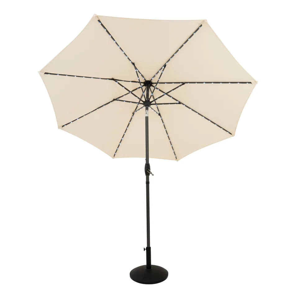 Q-Rax Ombrellone LED Inclinabile 2,7m Cream con Base