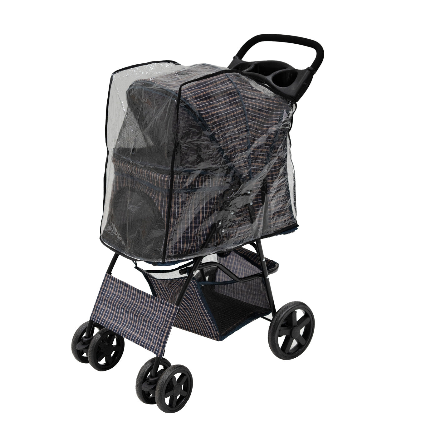 Q-Rax Accessori Casa Passeggino Cani Blu Tartan Antipioggia