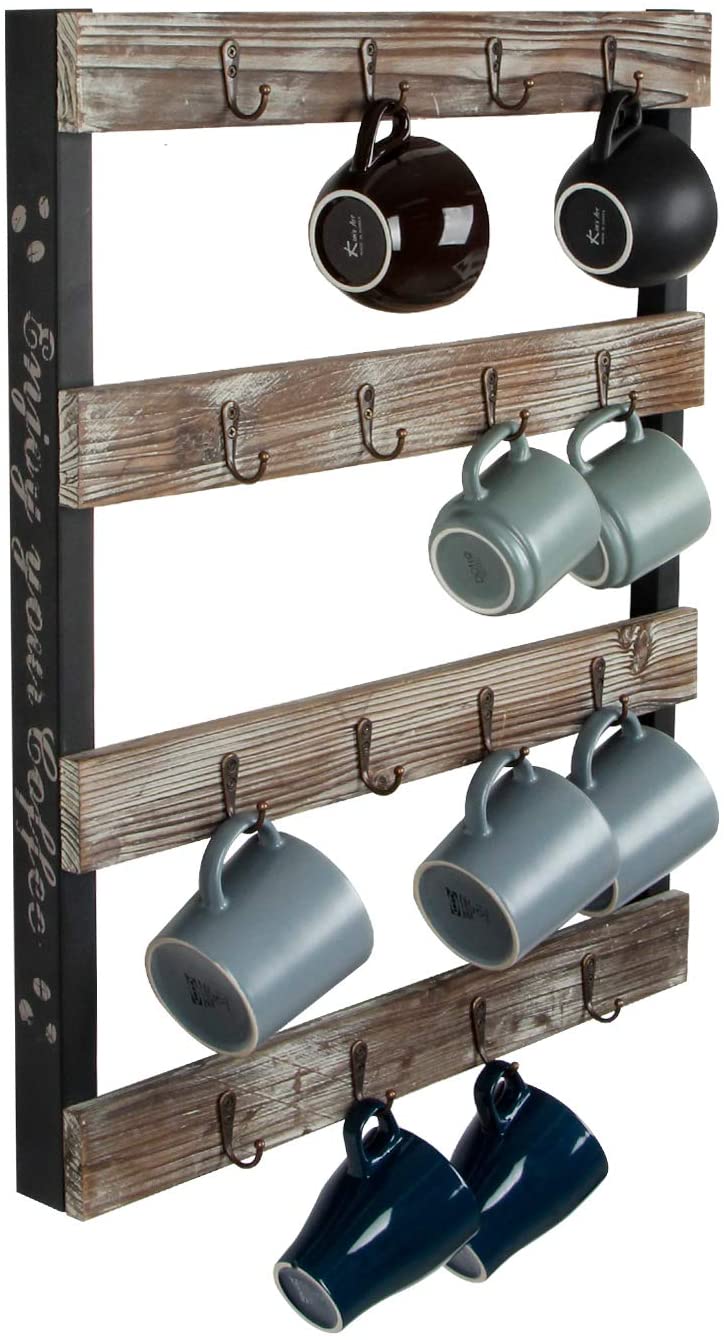 Jackcube Design Kitchen Portatazze da Parete 16 Ganci Legno