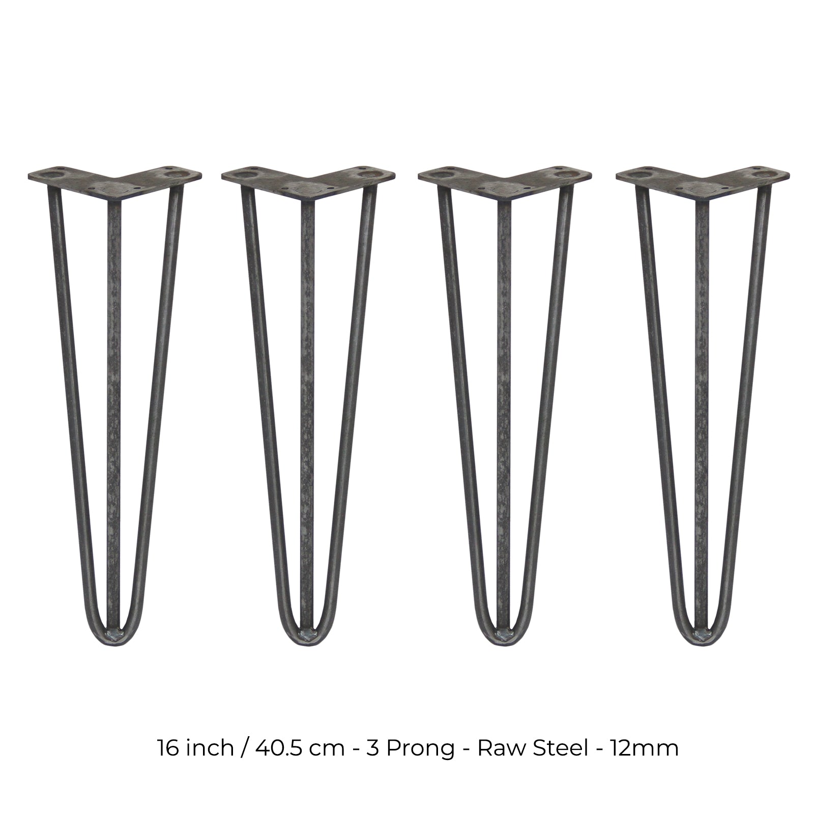 Q-Rax Gambe Per Tavoli Forcina 40,6cm 3 Rebbi Acciaio Naturale 4pz